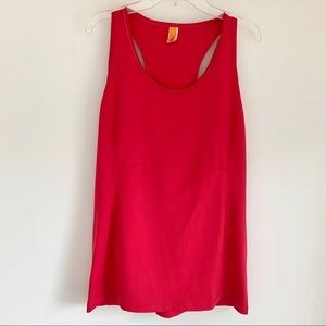 Lucy Racerback tank, red-pinkish color, medium